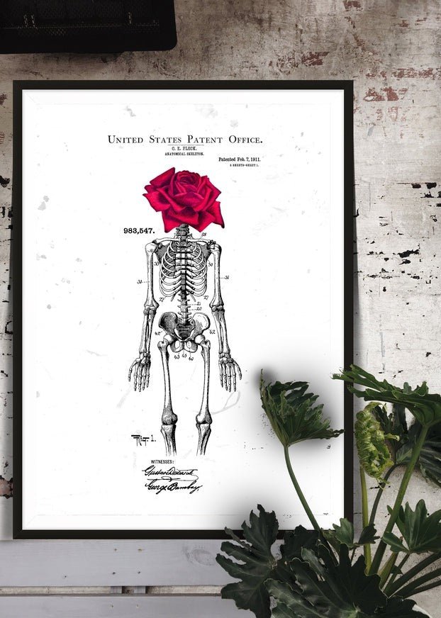 Skeleton Rose Print White