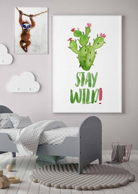 Stay Wild Cactus Watercolour Quote Print