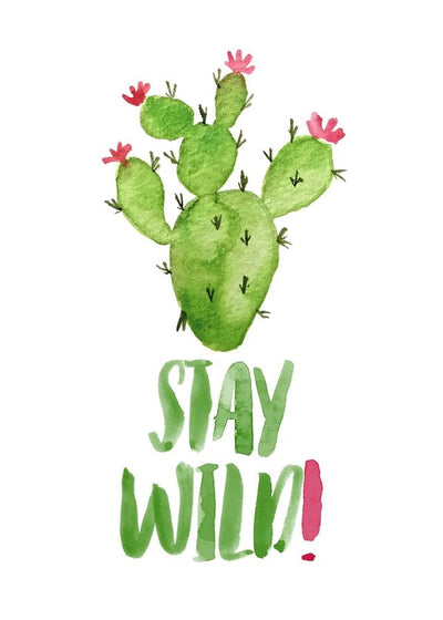 Stay Wild Cactus Watercolour Quote Print