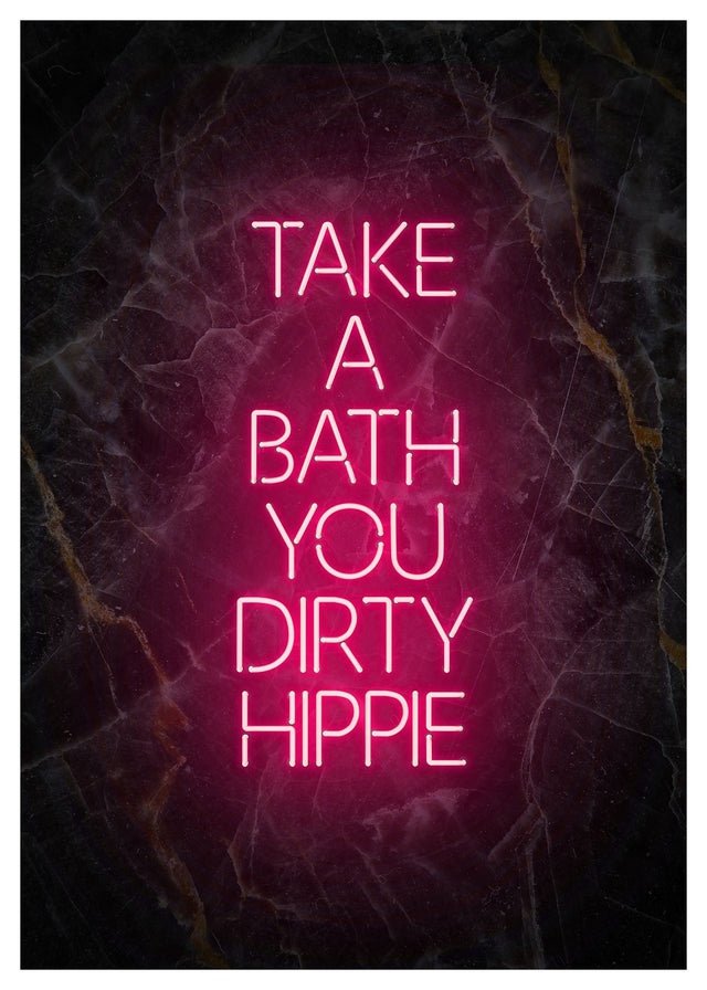 Take A Bath Hippie Black Marble Print