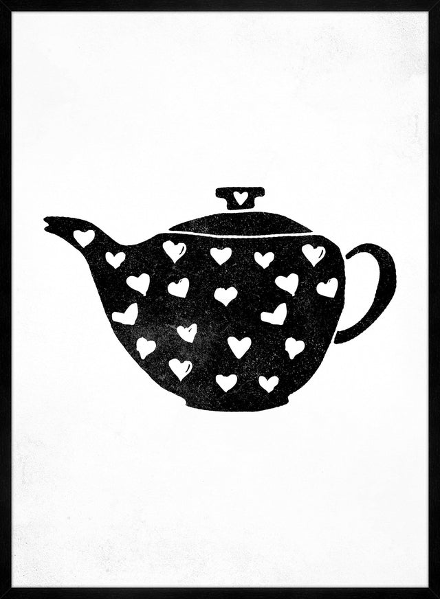 Teapot Silhouette Hearts Print