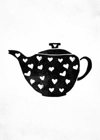 Teapot Silhouette Hearts Print