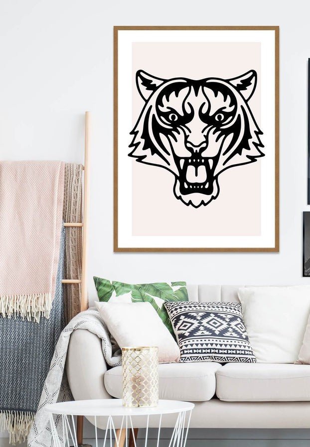 Tiger Animal Black And White Portrait Print – InkAndDrop