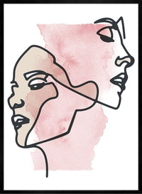 Two Faces Line Art Watercolour Print