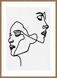 Two Faces Study Line Art Print
