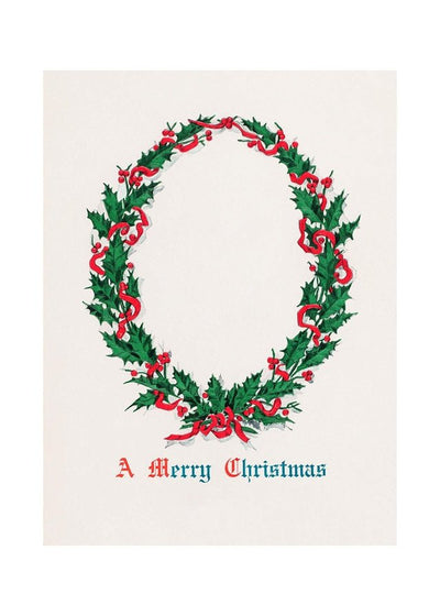 Vintage Antique Wreath Christmas Print