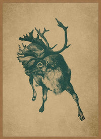 Vintage Reindeer Illustration Christmas Print