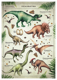 Vintage Style Dinosaur Chart Educational Print
