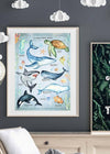 Vintage Style Sea Creatures Chart Educational Print