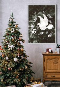 White Peace Dove Christmas Print