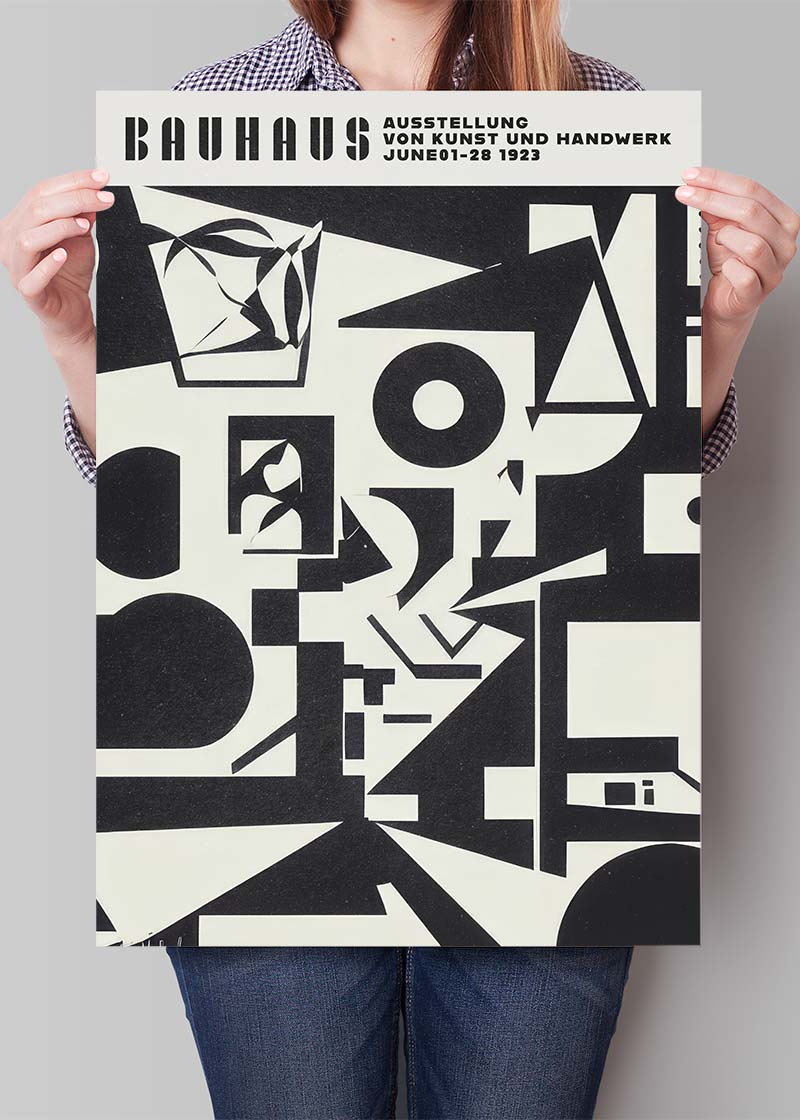 Bauhaus Shapes Black & White Print