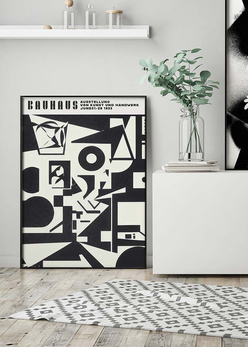 Bauhaus Shapes Black & White Print