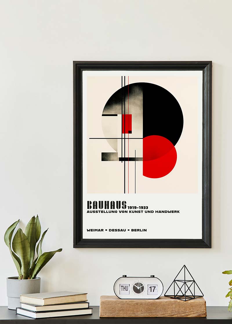 Bauhaus Black & Red Circles Print