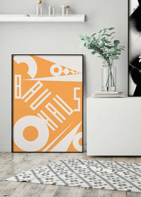 Bauhaus Sharp Angled Letters Orange Print