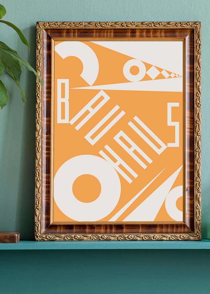 Bauhaus Sharp Angled Letters Orange Print