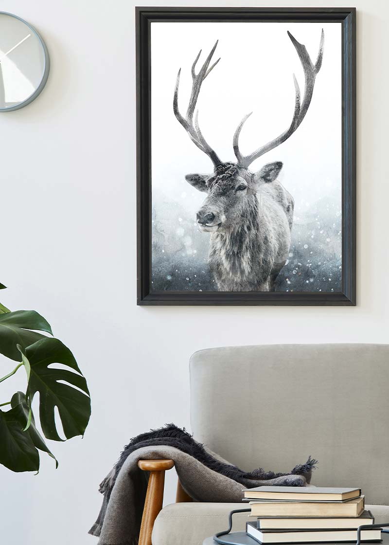 Reindeer Snow Portrait Christmas Print