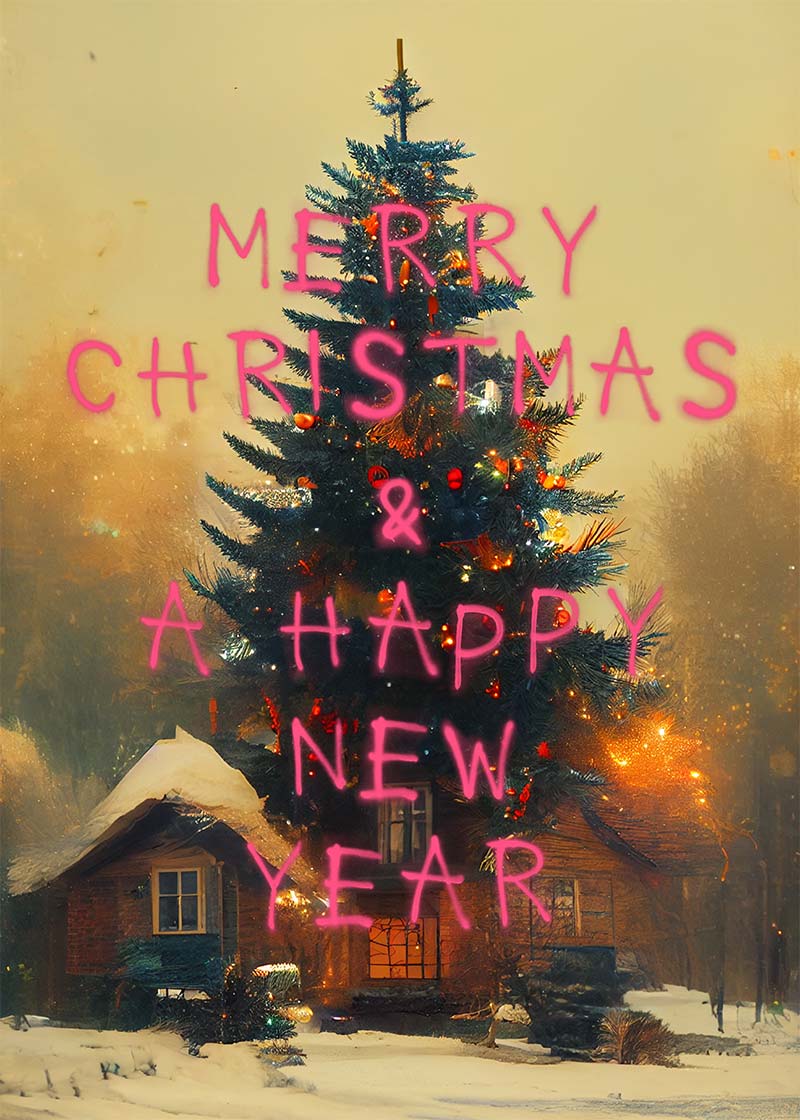 Merry Christmas Happy New Year Spraypaint Print