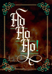 Ho Ho Ho Gothic Text Christmas Print Dark