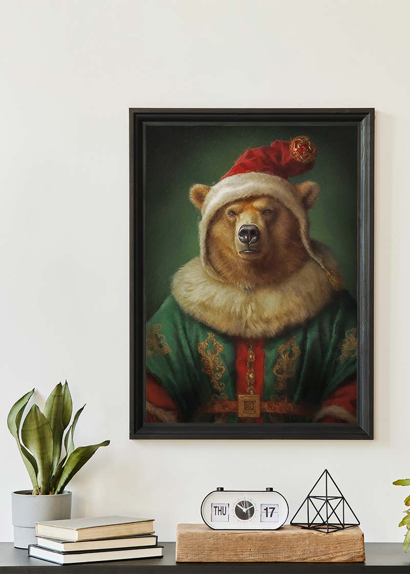 Christmas Bear Animal Portrait Print