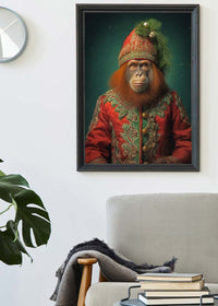 Christmas Orangutan Animal Portrait Print