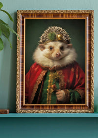Christmas Hedgehog Animal Portrait Print