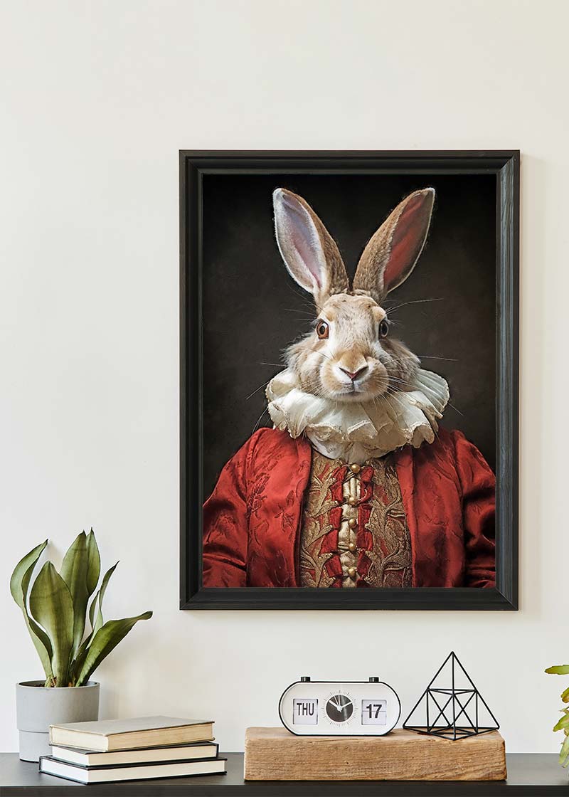 Christmas Rabbit Animal Portrait Print