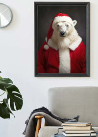 Christmas Polar Bear Animal Portrait Print