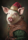 Christmas Pig Animal Portrait Print
