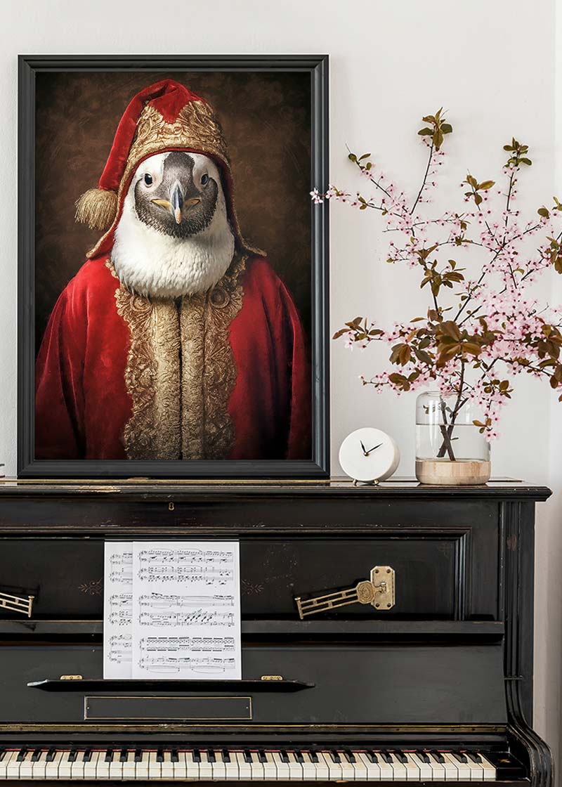 Christmas Penguin Animal Portrait Print