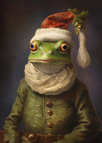 Christmas Frog Animal Portrait Print