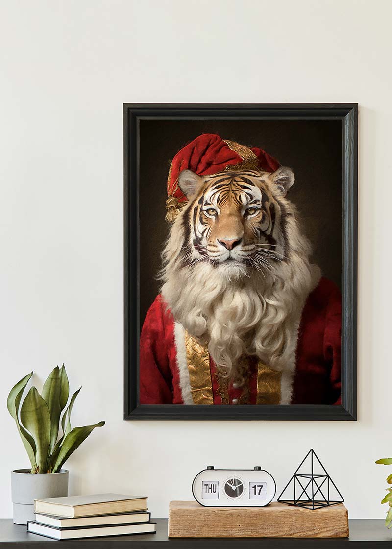 Christmas Tiger Animal Portrait Print