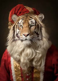 Christmas Tiger Animal Portrait Print