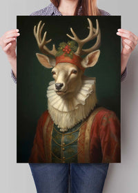 Christmas Reindeer Animal Portrait Print