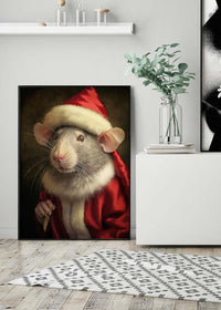 Christmas Rat Animal Portrait Print