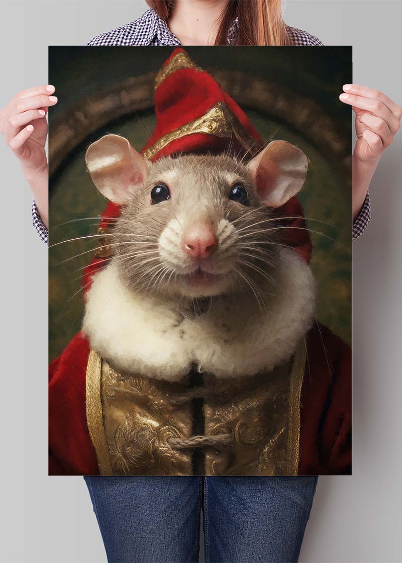 Christmas Mouse Animal Portrait Print