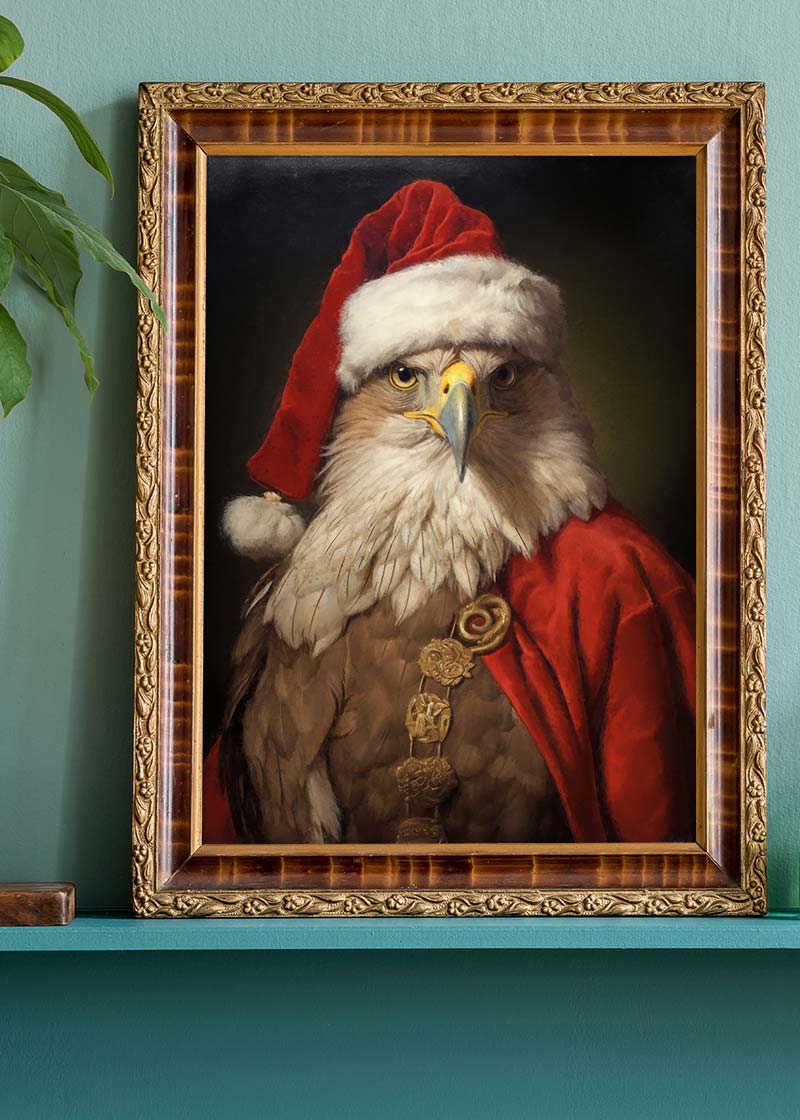 Christmas Eagle Animal Portrait Print