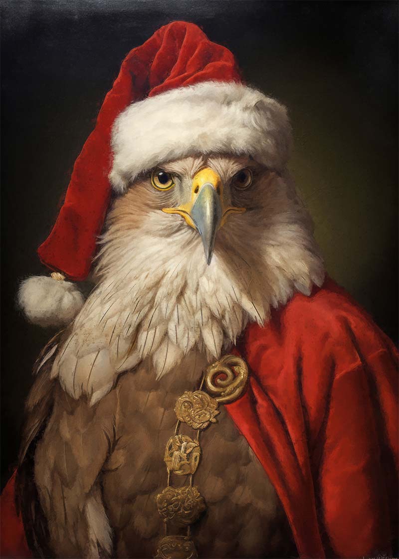 Christmas Eagle Animal Portrait Print