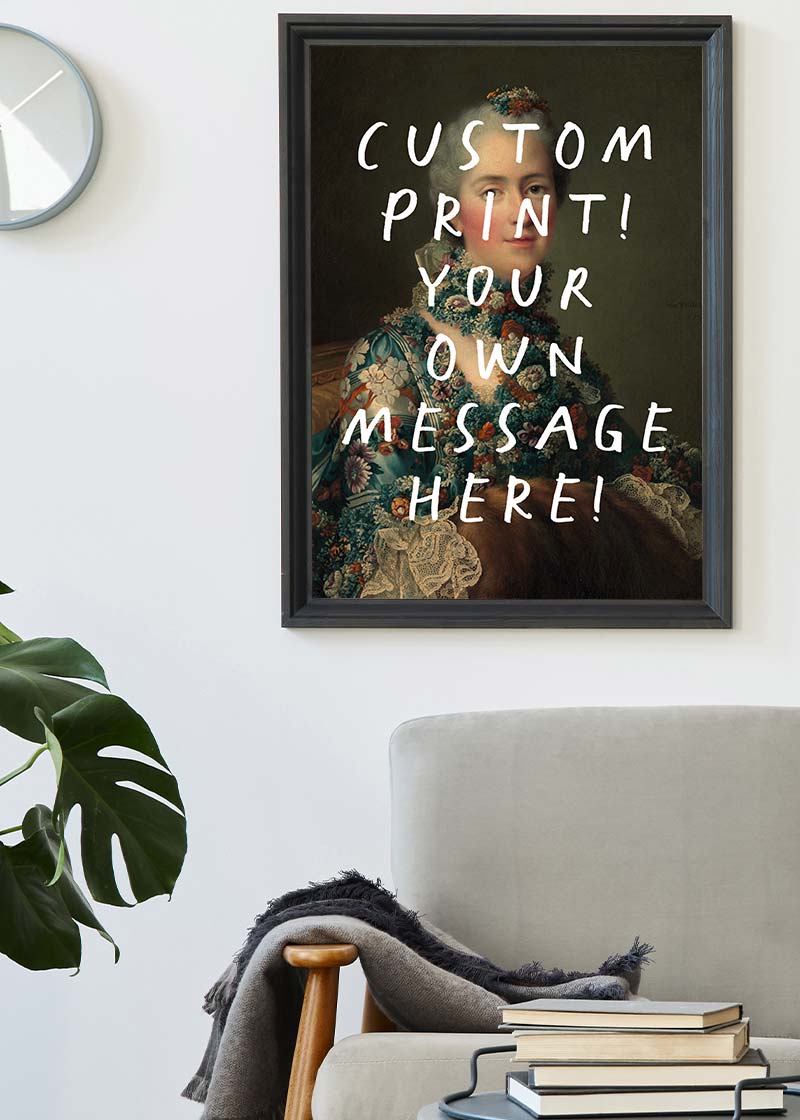 Custom Lady Portrait with Paintbrush Letters Print