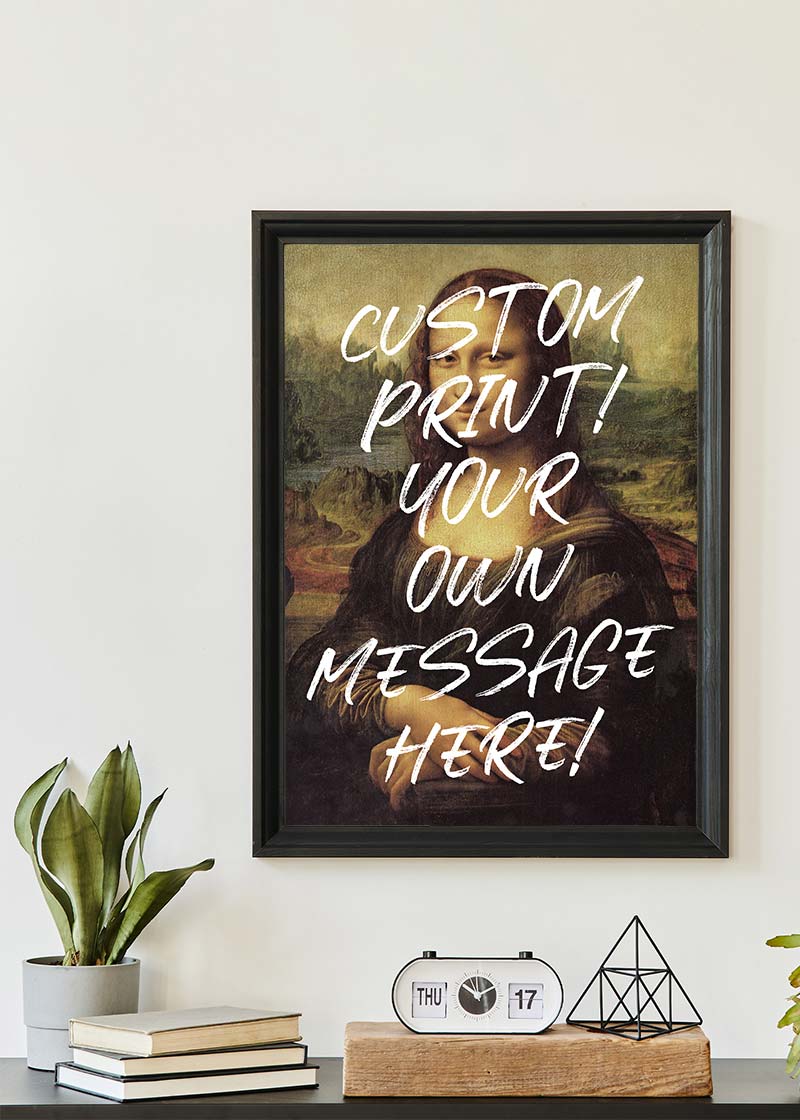 Custom Mona Lisa Portrait with Paintbrush Letters Print