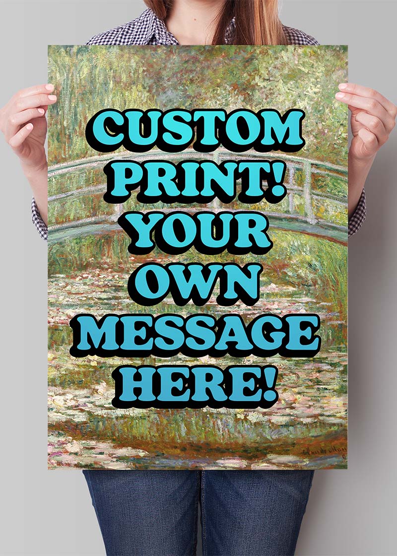 Custom Blue Bold Letters Monet Print