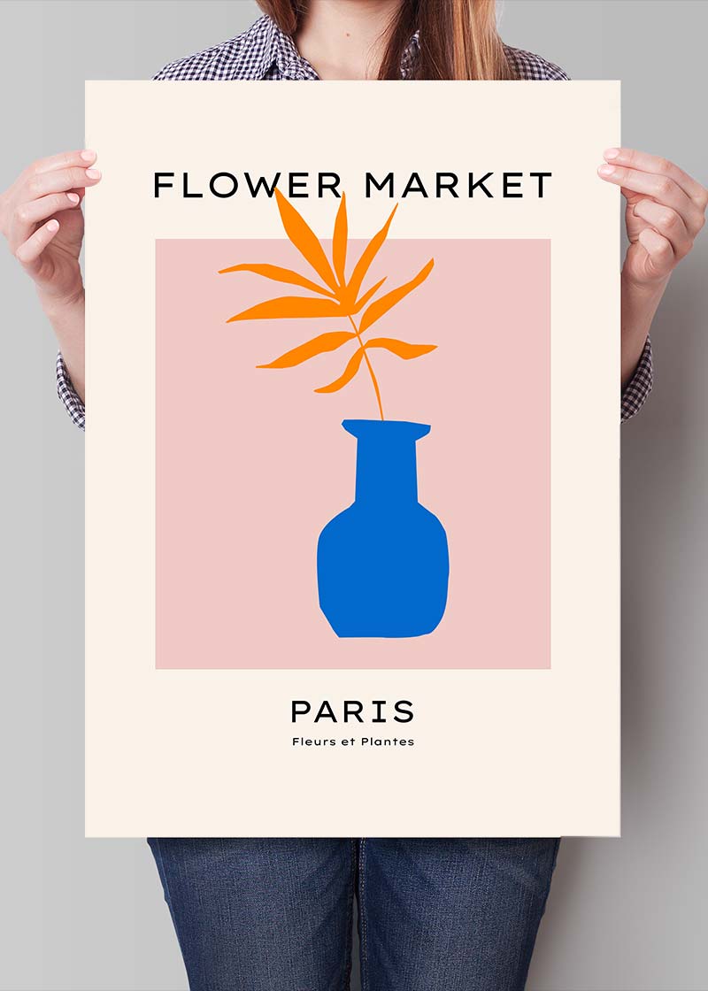 Paris Flower Market Minimal Vase Print