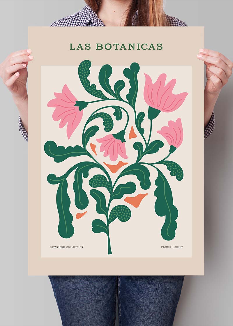 Las Botanicas Illustrated Flower Roses Print