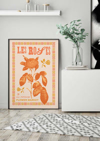Les Roses Vintage Typography Letterpress Print
