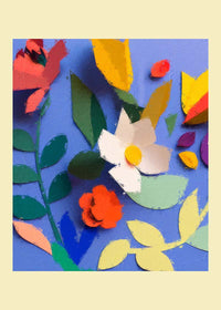 Painted Cutout Flowers Print Yellow