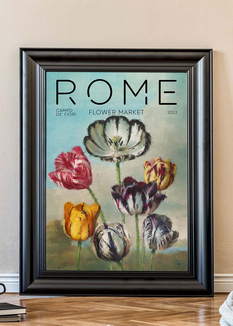Rome Flower Market Painted Poster Print