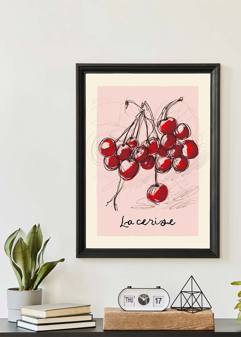 La Cerise Cherries Abstract Drawing Print
