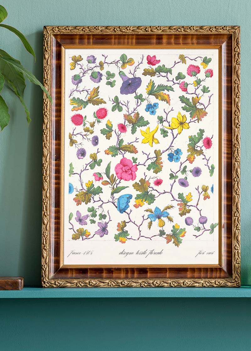 Vintage Floral Textile Pattern Print
