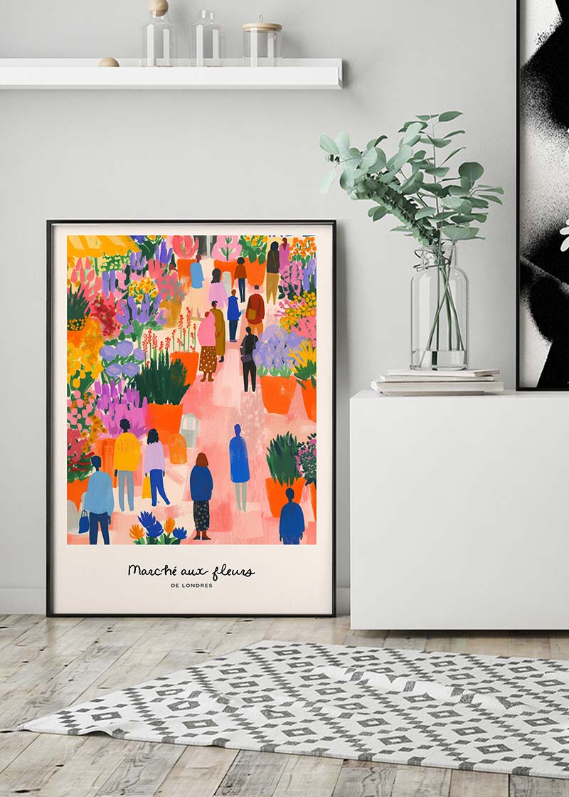Flower Market of London Abstract Painting Print