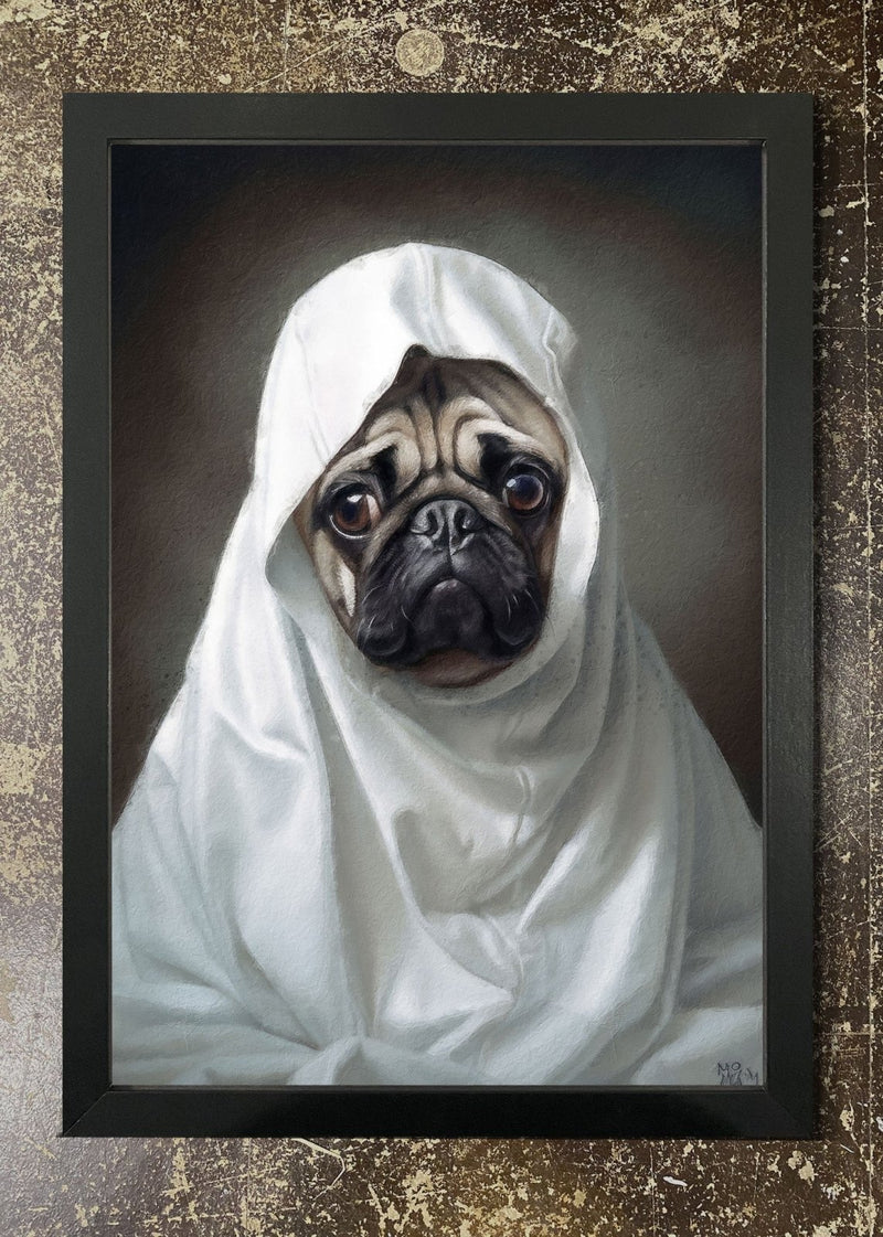 Ghost Pug - Framed 21x30cm Print