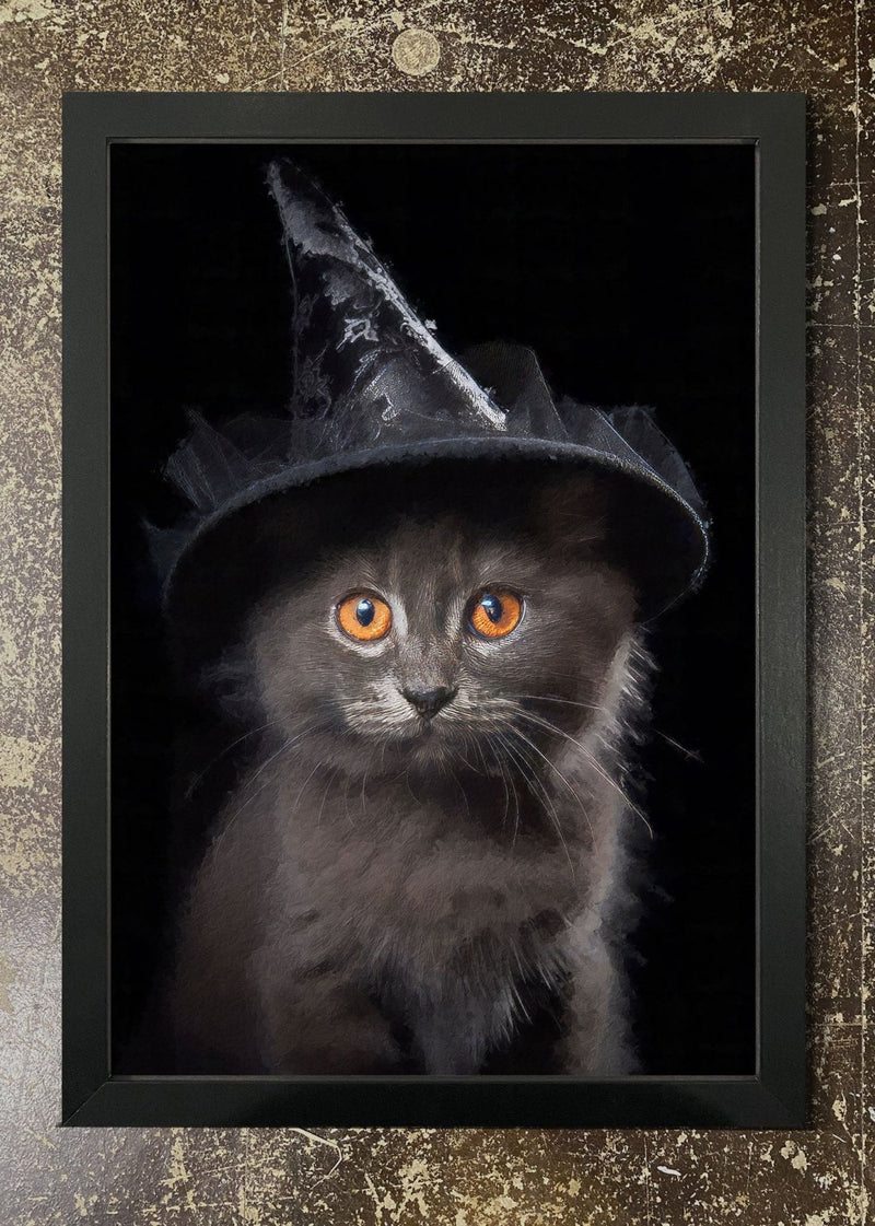 Witch Kitten - Framed 21x30cm Print